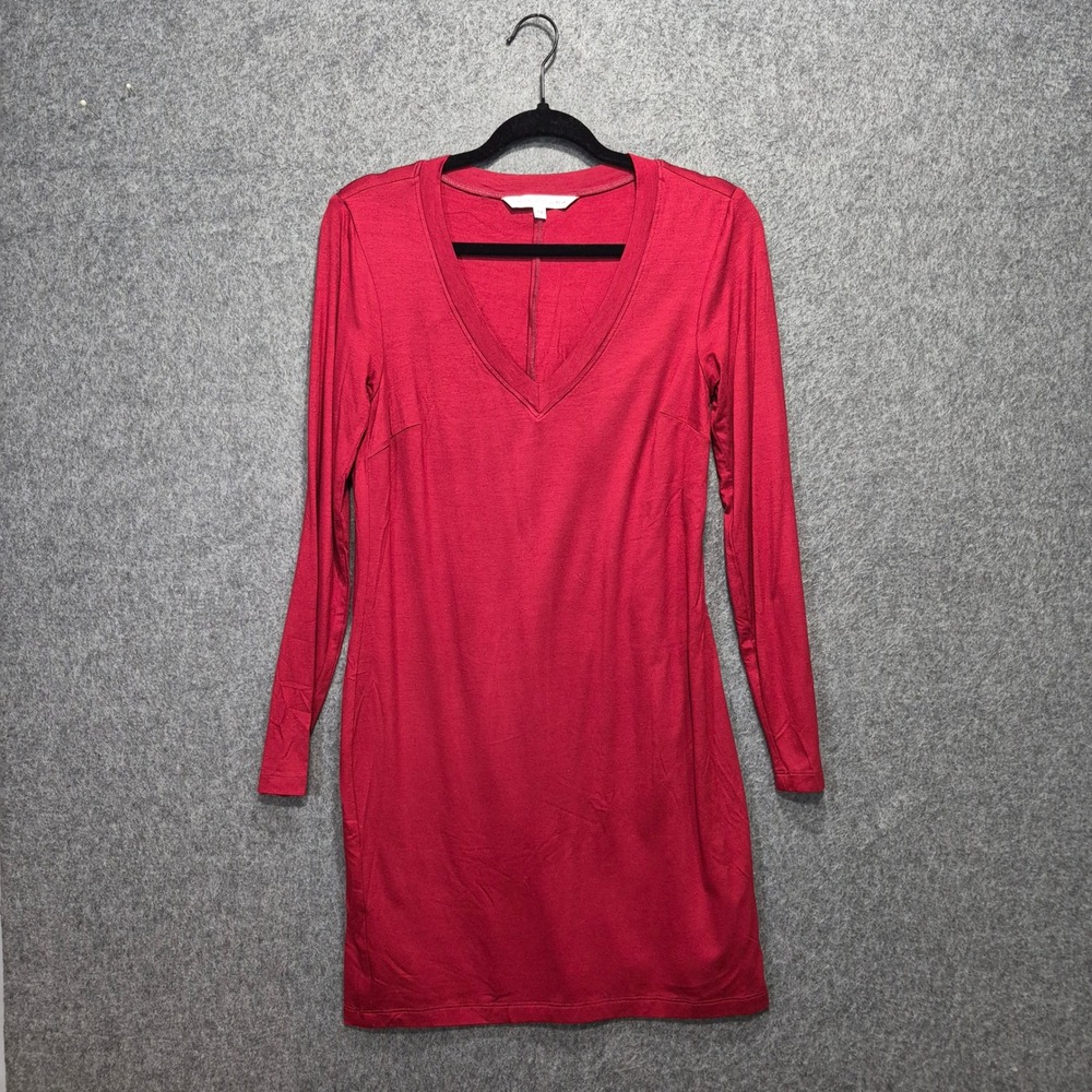 Trina Turk Jersey Knit Mini Dress M Lined Deep V Neck Chic Contemporary